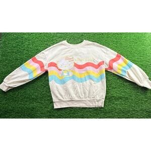 Hello Kitty Sanrio Rainbow Wave Crewneck Sweatshirt Girls L 10-12 Pastel Retro
